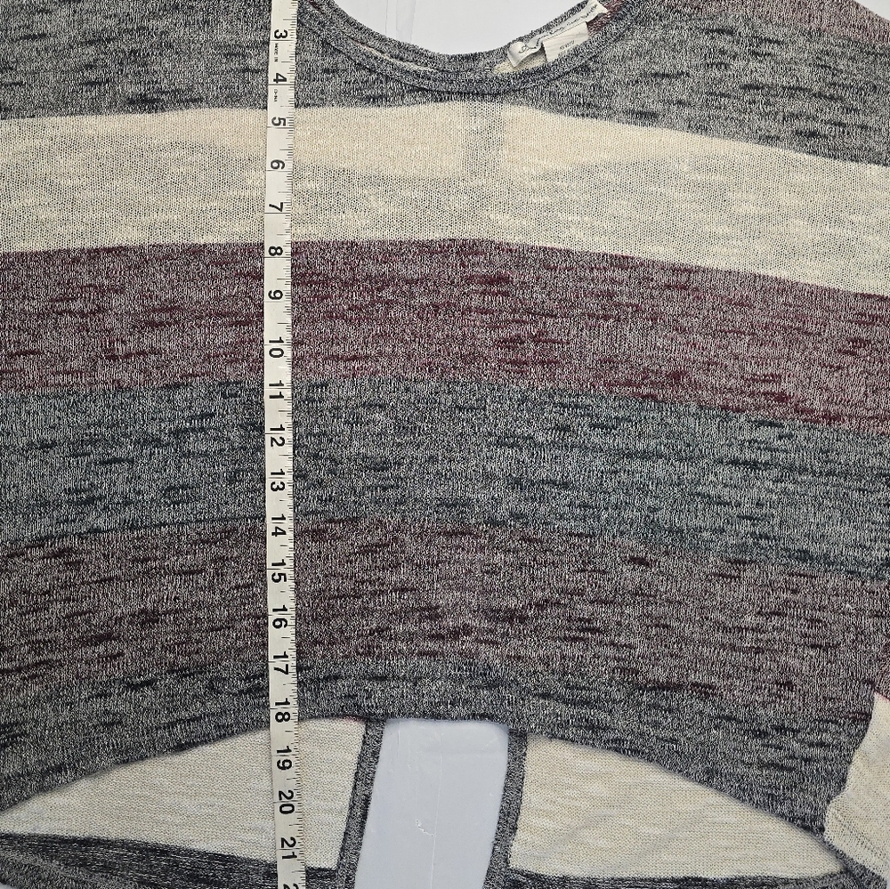 American Rag Colorblock Stripe Hi-Low Hem Dolman Sleeve Button Back Lightweight - Picture 10 of 12